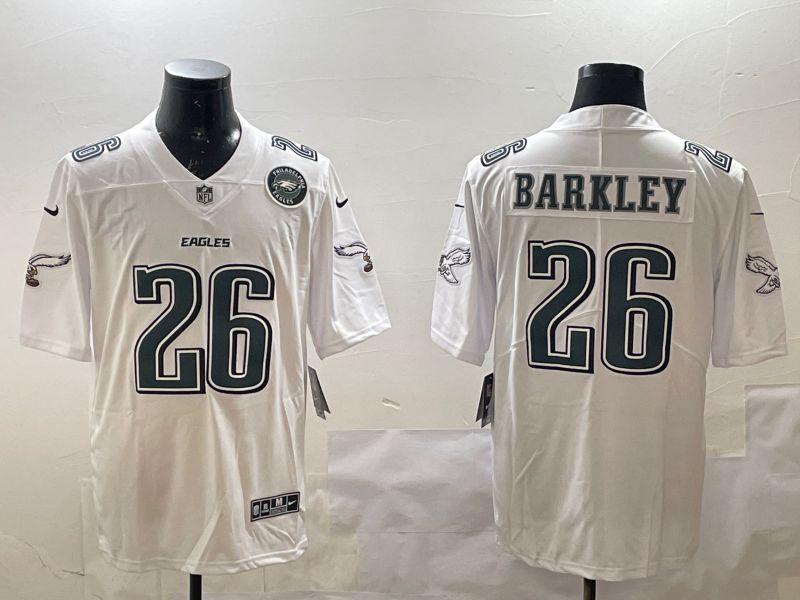 Men Philadelphia Eagles #26 Barkley White 2025 Nike Vapor Limited NFL Jersey style 4